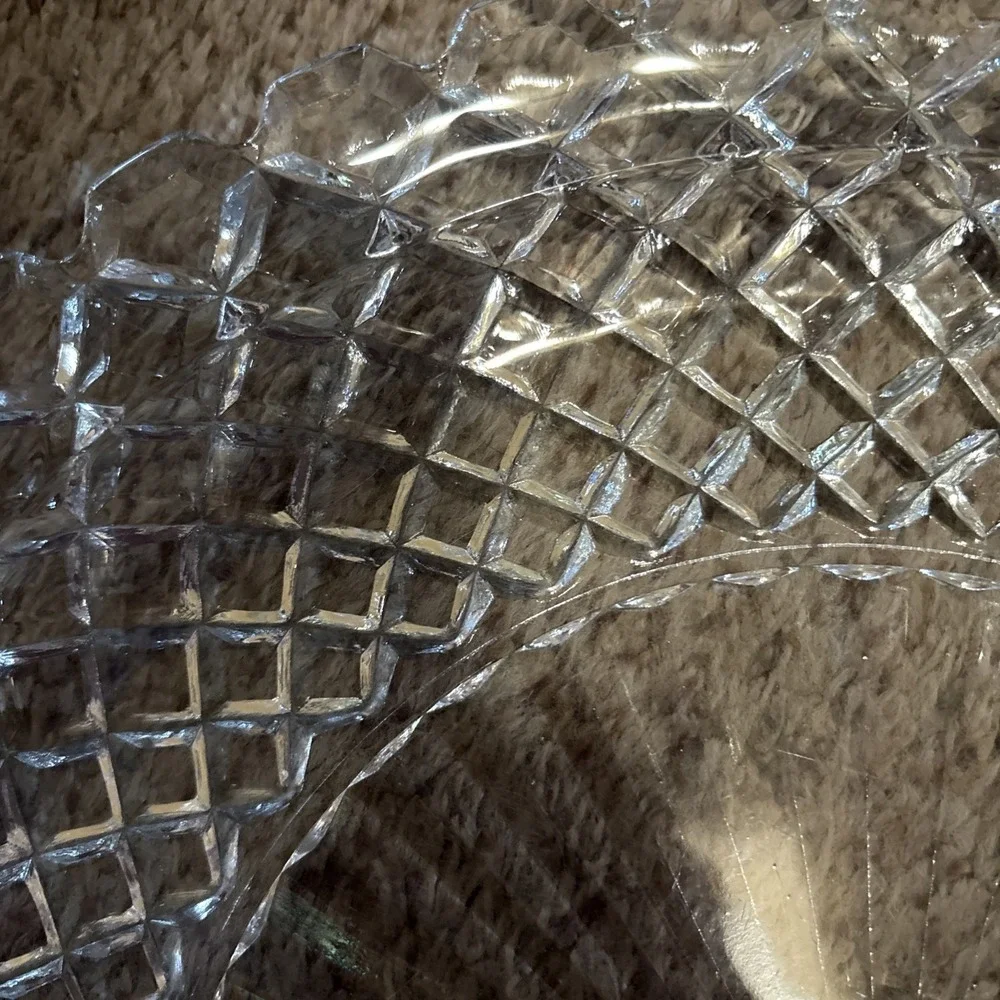 Vintage Anchor Hocking Waterford Waffle Pattern Cake Plate - 14